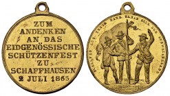 Schaffhausen, Vergoldete AE Schützenmedaille 1865, Eidg. Schützenfest 

Schweiz, Eidgenossenschaft. Schaffhausen. Vergoldete AE Schützenmedaille 186...