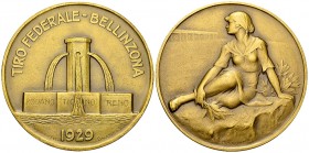 Bellinzona, AE Schützenmedaille 1929, Tiro federale 

Schweiz, Tessin/Ticino. Bellinzona. AE Schützenmedaille 1929 (50 mm, 58.44 g), auf das Tiro fe...