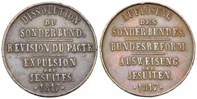 Schweiz, AE Medaille 1847, Sonderbund 

Schweiz. AE Medaille 1847 (27 mm, 11.25 g), auf die Auflösung des Sonderbundes, die Bundesreform und die Aus...