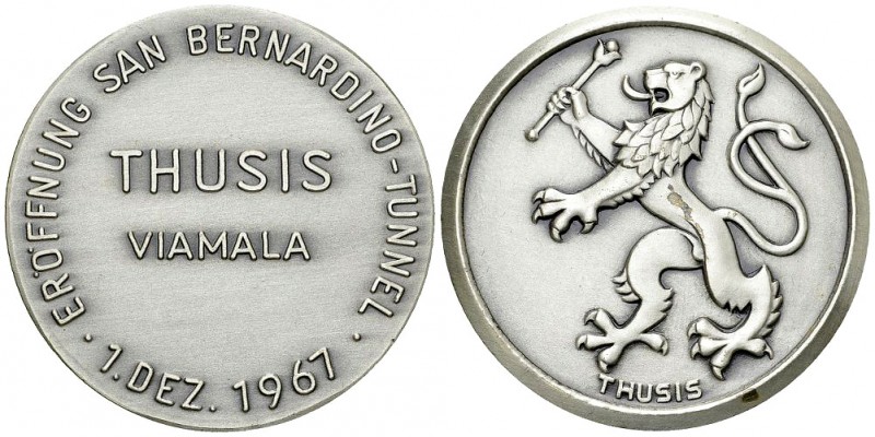 Thusis, Versilberte AE Medaille 1967, San Bernardino-Tunnel 

Schweiz, Graubün...