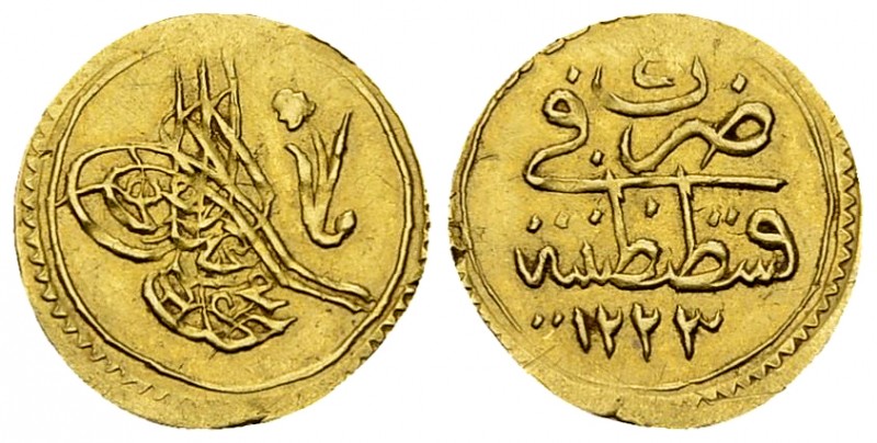 Mahmud II AV 1/4 Zeri Mahbub AH 1223/4 

Ottoman Empire. Mahmud II (AH 1223-12...
