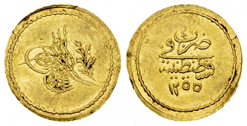 Abdul Mejid AV 1/4 Memduhiye Altin AH 1255/4 

Ottoman Empire. Abdul Mejid (AH...