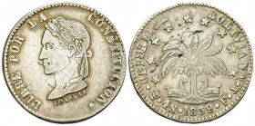 Bolivia AR 4 Soles 1859, Potosì 

Bolivia, Republic. AR 4 Soles 1859 (13.41 g), Potosì.
KM 123.3.

Very fine.