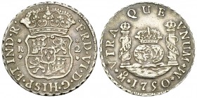 Fernando VI AR 2 Reales 1750 

Mexico. Fernando VI. AR 2 Reales 1750 (27 mm, 6.73 g).
Cal. 490.

Very fine.