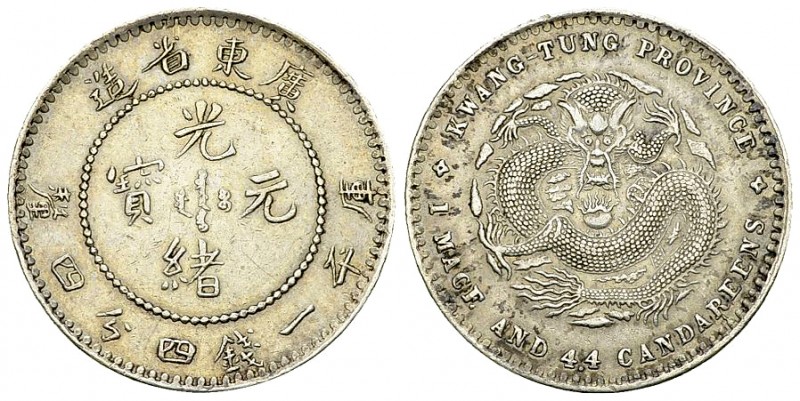 Kwangtung AR 20 Cents 1890/1908 

China, Kwangtung province. AR 1 Mace and 4.4...
