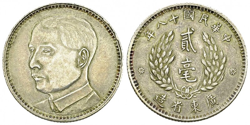 Kwangtung AR 20 Cents 1929 

China. Kwangtung Province. AR 20 Cents year 18 (1...