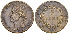 Charles X AE 5 Centimes 1825 A, French colonies 

France, Charles X. AE 5 Centimes 1825 A (10.13 g), Paris. For circulation in Guiana and Senegal.
...