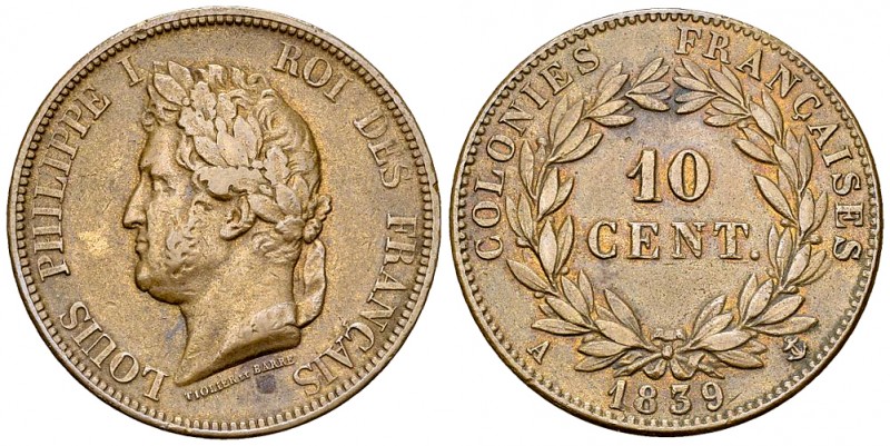 Louis Philippe I AE 10 Centimes 1839 A, French colonies 

France, Louis Philip...