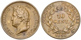 Louis Philippe I AE 10 Centimes 1839 A, French colonies 

France, Louis Philippe I. AE 10 Centimes 1839 A (21.29 g), Paris. For circulation in Guade...