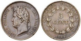 Louis Philippe I AE 5 Centimes 1844 A, French Colonies 

France, Louis Philippe I. AE 5 Centimes 1844 A (9.93 g), Paris. For circulation in Marquesa...