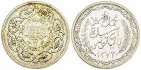 Tunisia AR 10 Francs 1952 

Tunisia. French protectorate. AR 10 Francs 1952 (28 mm, 9.93 g).
Lec. 350.

Rare, only 1703 specimens struck. Almost ...