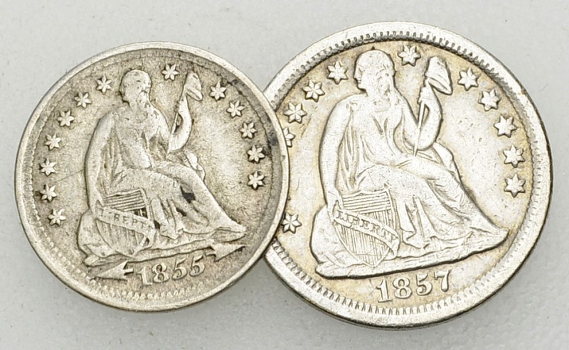 USA, Lot of 2 AR coins 

USA. Lot of two (2) AR coins:

Half Dime 1855
Dime...