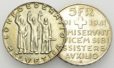 Schweiz, Lot von 2 AR 5 Franken 1941, 650 Jahre Bund 

Schweiz, Eidgenossenschaft. Lot von 2 (zwei) AR 5 Franken 1941, 650-Jahrfeier des Bundes. 
K...