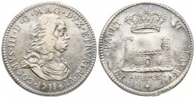 Livorno, Cosimo III de' Medici Granduca 1670-1723
Tollero, 1711, AG 26.83 g.
Ref : MIR 65/4 (R), CNI 84/5
Conservation : TTB. Rare