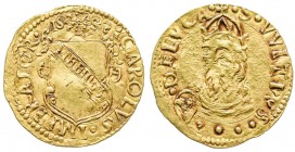 Lucca, Repubblica 1369-1799
Scudo d'oro del Sole, 1552, AU 3.31 g.
Ref : MIR 185
Conservation : TTB