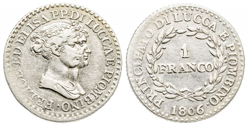 Lucca, Elisa Bonaparte e Felice Baciocchi 1805-1814
Franco, 1806, AG 4.94 g.
Ref...
