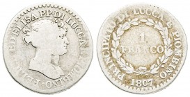 Lucca, Elisa Bonaparte e Felice Baciocchi 1805-1814
Franco, 1807, AG 4.71 g.
Ref : MIR 245/3, CNI 11
Conservation : TB