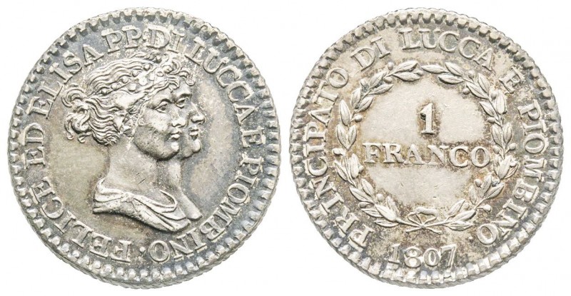 Lucca, Elisa Bonaparte e Felice Baciocchi 1805-1814
Franco, 1807, AG 5.06 g.
Ref...