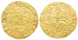 Siena, Repubblica 1180-1555
Scudo d'oro del sole, AU 3.30 g.
Ref : MIR 546 (R3), CNI 230
Ex Vente Elsen, 14 Jun 2014, lot 1432
Conservation : pres...