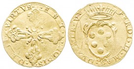 Firenze, Ferdinando II de Medici 1621-1670
Doppia, AU 6.72 g.
Ref : MIR 282/4
Conservation : traces de monture sinon TTB
