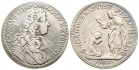 Firenze, Cosimo III de' Medici 1670-1723
Mezza Piastra, 1676, AG 15.3 g.
Ref : MIR 331 (R2), Pucci 19/19c
Conservation : TTB+ avec contremarque 'R'. T...