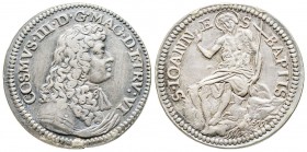 Firenze, Cosimo III de' Medici 1670-1723
Testone, II serie, 1677, AG 8.8 g.
Ref : MIR 333 (R2), CNI 41/5, Pucci 25b/25c
Conservation : traces de montu...