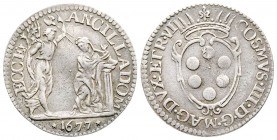 Firenze, Cosimo III de' Medici 1670-1723
Giulio, II serie, 1677, AG 2.88 g.
Ref : MIR 337 (R), CNI 49/52, Pucci 27
Conservation : TTB+