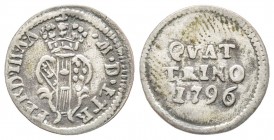 Firenze, Ferdinando III di Lorena 1790-1801
Quattrino, 1796, AG 0.68 g.
Ref : MIR 412/5 (R), CNI 27
Conservation : TTB