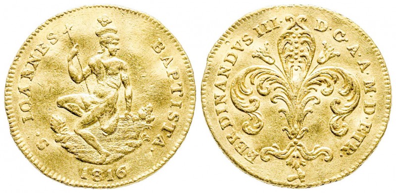 Firenze, Ferdinando III di Lorena 1814-1824
Fiorino da 3 (Ruspone), 1816, AU 10...