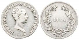 Firenze, Ferdinando III di Lorena 1814-1824
Lira, 1823, AG 3.89 g.
Ref : MIR 438/3 (R), CNI 28
Conbservation : TTB
