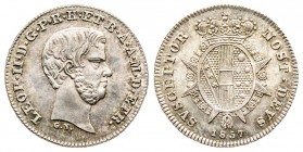 Firenze, Leopoldo II di Lorena 1824-1859
Mezzo Paolo, II serie, 1857, AG 1.36 g.
Ref : MIR 459/3 (R), CNI 114, Pucci 34
Conservation : FDC