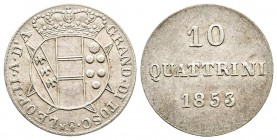 Firenze, Leopoldo II di Lorena 1824-1859
Da 10 quattrini, I serie, 1853, Mi 1.9 g.
Ref : MIR 460/3 (R ), CNI 101
Conservation : presque Superbe