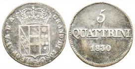 Firenze, Leopoldo II di Lorena 1824-1859
Da 5 quattrini, 1830, Mi 3.55 g.
Ref : MIR 463/4 (R), CNI 33
Conservation : TTB