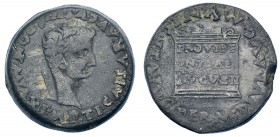 ITALICA, SANTIPONCE (SEVILLA). As. Tiberio. AE 15,67 g. PPR-65. I-1593. Rozadura en anv. Pátina oscura. MBC-.