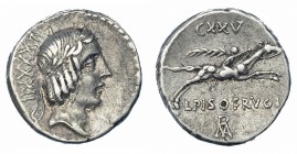 CALPURNIA. Denario. Roma (90-89 a. C.). R/ ley.: L. PISO FRVGI. FFC-240. SB-12. MBC.