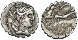 CLAUDIA. Denario. Roma (79 a. C). FFC-567. SB-5. Contramarca en anv. MBC/MBC-.