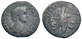 ANTONIA, madre de Claudio I. As. Roma (41-42). RIC-92. CH-6. Erosiones en el rev. Pátina oscura.