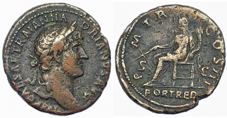ADRIANO. As. Roma (121-122). R/ La Fortuna sentada a izq. con timón y cornucopia...