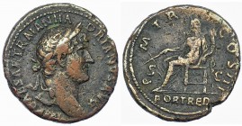 ADRIANO. As. Roma (121-122). R/ La Fortuna sentada a izq. con timón y cornucopia. RIC-617. CH-448. Pequeñas erosiones. MBC-/BC+.