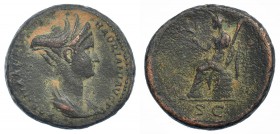 SABINA, esposa de Adriano . As. Roma (128-136). A/ Busto drapeado con triple tiara. R/ Ceres sentada a izq. sobre cesta con espiga y cornucopia. RIC-1...