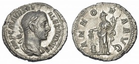 ALEJANDRO SEVERO. Denario. Roma (223-235). R/ La Abundancia con espigas y cornucopia; a sus pies, altar. RIC-133. CH-23. EBC-.