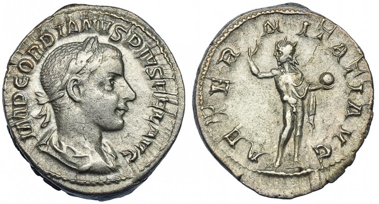 GORDIANO III. Denario. Roma (241-243). R/ El Sol sosteniendo globo. RIC-111. CH-...