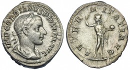 GORDIANO III. Denario. Roma (241-243). R/ El Sol sosteniendo globo. RIC-111. CH-39. MBC.