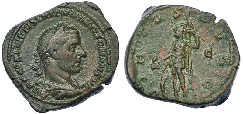 TREBONIANO GALO. Sestercio. Roma (252). A/Busto laureado, drapeado y con coraza;...