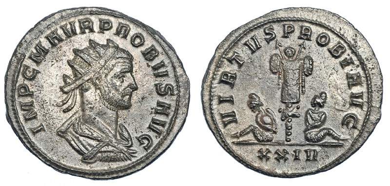 PROBO. Antoniniano. Siscia (277). R/ Ley.: VIRTVS PROBI AVG; XXIV en el exergo. ...
