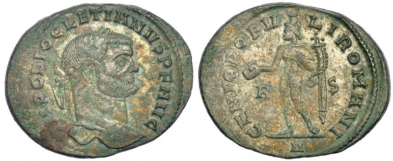 DIOCLECIANO. Follis. Roma (297-298). Marcas: R-S en el campo; A en el exergo. R/...
