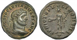 DIOCLECIANO. Follis. Ticinum (294-295).T en el exergo. R/ GENIO POPVLI ROMANI. RIC- 23a. Ex C. Dattari.EBC-/MBC+.