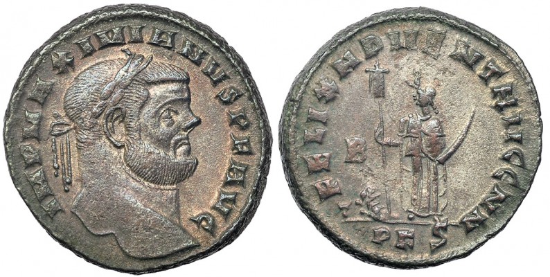 MAXIMIANO HÉRCULES. Follis. Cartago (297). Marca: B en el campo; PKS en el exerg...