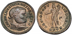 GALERIO MAXIMIANO. Follis. Antioquía (300-301). Marca: Γ en el campo; ANT* en el exergo. R/ GENIO POPVLI ROMANI. RIC-57b. Ex C. Dattari. EBC-.