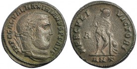 GALERIO MAXIMIANO. Follis. Antioquía (310-313). Marca: Δ en el campo; ANT en el exergo. R/ HERCVLI VICTORI. RIC-no. Ex C. Dattari. MBC-.